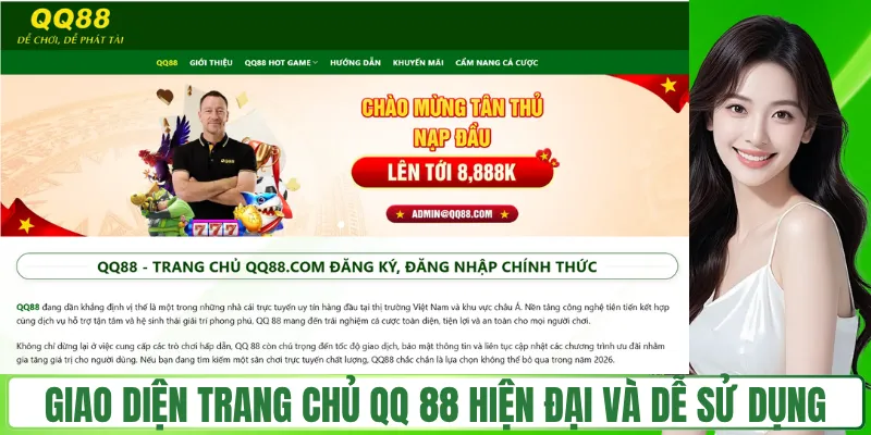 QQ88 🎖️ Trang Chủ Đăng Ký/Đăng Nhập QH88 6/2026 + 88K Giao diện trang chủ QQ 88 hiện đại và dễ sử dụng